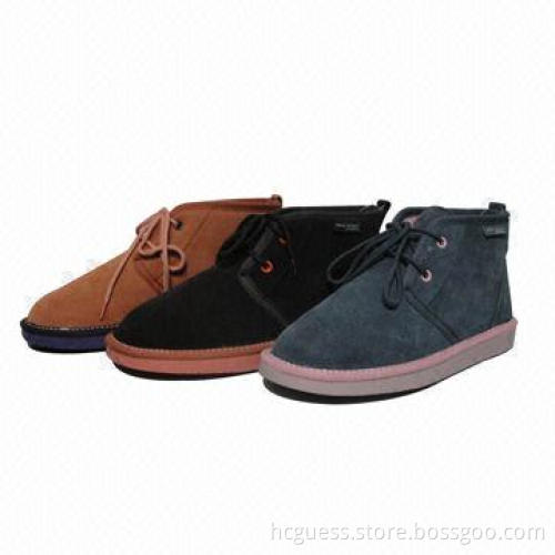 2013 Fashionable men's snow shoes with cow suede and sheepskin materials